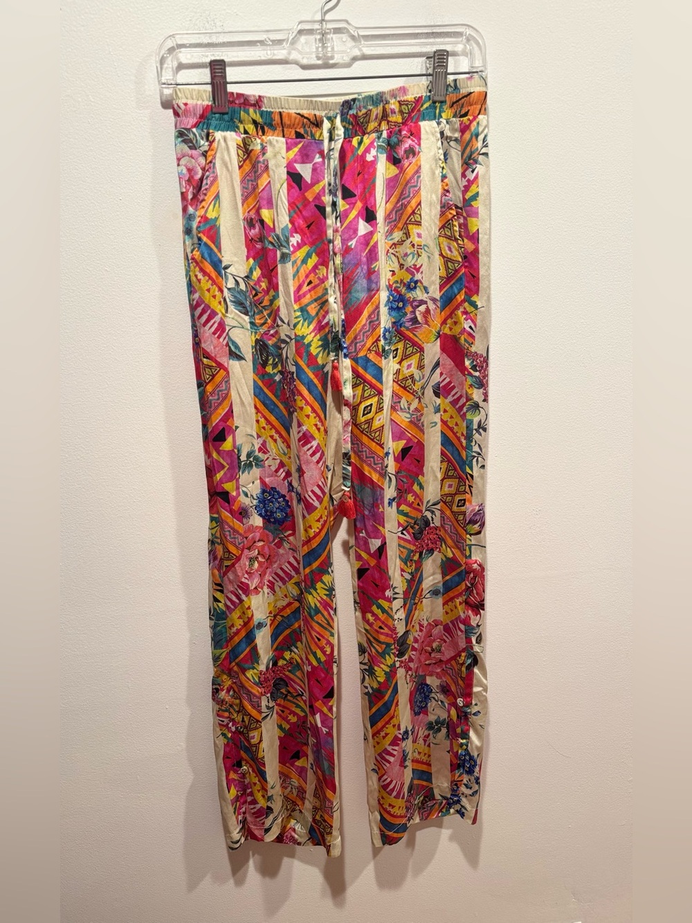 Johnny Was Silk Esplanad Floral Palazzo Pants